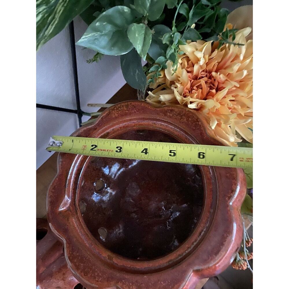 Vintage Pumpkin Flameless Ceramic Illuminations Luminary Pumpkin Rust Metallic - Picture 5 of 10